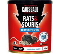 CAUSSADE Anti-Rats & Souris - 12 Blocs Pâtes Flocoumafen - 300g
