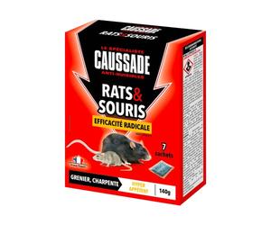 Caussade Anti-Rats & Souris - 7 Sachets Céréales - 140g | Efficacité Radicale - Lieux Secs - Prêt à l'Emploi - Une Ingestion Suffit - Fabriqué en France - CARSCDF140