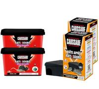Caussade Anti-Rats & Souris + Boîtes Appâts - 30 Blocs - 600g | Boites Réutilisables et Résistantes - 3 Mangeoires à Garnir - Appâts Lieux Très Humides - Prêt à l'Emploi CARBABLBF300X2