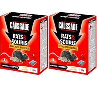 Caussade Anti Rats & Souris - Efficacité Radicale - Lieux secs - 7 Sachets céréales - Prêt à l'emploi - Une Ingestion Suffit - 140g CARSCDF140 (Lot de 2)