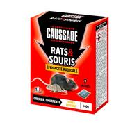 Caussade Anti Rats & Souris - Efficacité Radicale - Lieux secs - 7 Sachets céréales - Prêt à l'emploi - Une Ingestion Suffit - 140g CARSCDF140