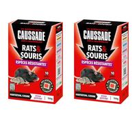 Caussade Anti Rats & Souris - Efficacité Radicale - Lieux Secs & Humides - 20 Sachets Pâtes Fluorescents- Prêt à l'emploi - Une Ingestion Suffit - Fabriqué en France - 2x150g CARSPTFLUO150X2