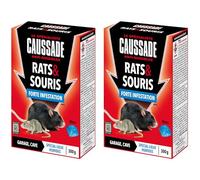 Caussade Anti Rats & Souris - Forte Infestation - Lieux Très Humides - 20 Appâts Blocs - Prêt à l'emploi - Une Ingestion Suffit - 2x300g CARSBL300NX2