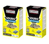 Caussade Anti-Souris - Forte Infestation - Lieux secs - 5 Sachets céréales - Prêt à l'emploi - Une Ingestion Suffit - Fabriqué en France - 100g - CASAE4N (200g)