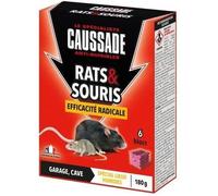 Caussade CARSBL180 Anti-nuisibles Rats & Souris Efficacite Radicale - 6 Blocs pour Garage et Cave | Lieux Humides