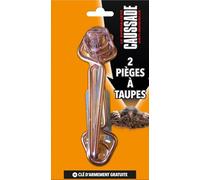 CAUSSADE Lot De 2 Pièges À Taupes - 2 Pièges + 2 Tendeurs + Clé D'Armement - Réutilisable - A Déposer Dans La Galerie - Permet La Capture De La Taupe CATPIEGE