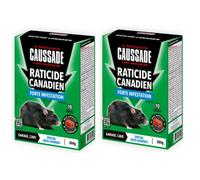 CAUSSADE Raticide Canadien - Anti Rats - Efficacité Radicale - Lieux très humides - 20 Appâts Blocs Fluorescents - 600g