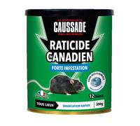 CAUSSADE Raticide Canadien - Anti Rats - Efficacité Radicale - Tous Lieux - 24 Appâts Blocs Pâtes Flocoumafen - 2X300g CARPT300X2