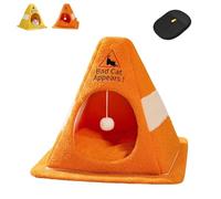 Caution Bad Cat Bed, Thickened Warm Cat Bed for a Sense of Security, Suitable for All Seasons, 56 * 56 * 52cm for Cats Dogs (Orange)