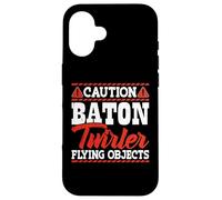 Caution Baton Twirler Flying Objects Coque pour iPhone 16