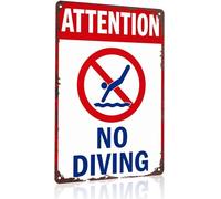 Caution Deep End Funny Aluminum Sign No Diving Pool Wall Decor 8 X 12 in
