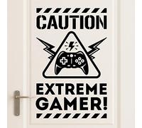Caution Extreme Gamers Sticker Mural Chambre Enfant Sticker Vinyle Chambre d'enfant Chambre Enfants Gamers Art Jeu vidéo Murale