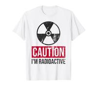 Caution I'm Radioactive Cancer Awareness & Radiothérapie T-Shirt Graphique avec Valeur, Homme, Blanc, L