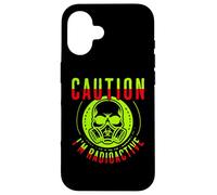 Caution I'm Radioactive Funny Cancer Warrior Chemo Radiation Coque pour iPhone 16