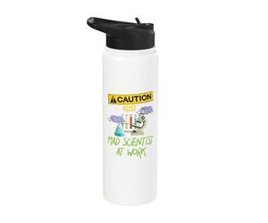 Caution Mad Scientist At Work - Funny Science Science Scientist's Stainless Steel Insulated Water Bottle