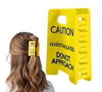 Caution Overstimulated Donot Approach Hair Claw Clip, 11x7.5cm Funny Yellow Warning Sign Hair Clip, Hairs Jaw Barrettes, Claw Hair Clips Women, Hairstyling Accessories for Women Girls (Jaune)