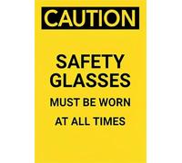 Caution Safety Glasses Must Be Worn Yellow Black Tin Sign Factory 8 X 12 in