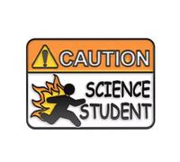 Caution Science Badge à épingle en émail | Épinglette amusante en métal pour les amateurs de science, les étudiants et les enseignants | 3 x 2 cm