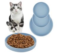 CAUTIOUS 3PCS Gamelle pour Chat en Silicone, Bol Nourriture Chat Plate Gamelle Antidérapante pour Chat Chiots Hamsters Lapins Petits Animaux, Ø 10/15/18 cm, Bleu