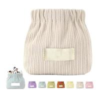 Cautiousm Corduroy Elastic Hair Tie Organizer, Corduroy Elastic Hair Tie Organizer, Multi-purpose Small Storage Bag, Daily Portable Travel Storage Bag (Cream White)