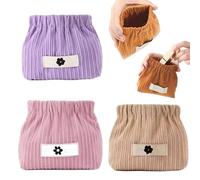 Cautiousm Corduroy Elastic Hair Tie Organizer, Portable Corduroy Elastic Storage Bag, Multifunctional Double Layer Pouch for Women Small Items on-The-Go Accessory (#B)