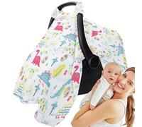 Cauve de siège d'auto en mousseline sur le thème des dinosaures - Couvercle de poussette pour nourrisson en coton doux, Sunshade léger | Fit universel pour les bébés garçons et filles, protection resp