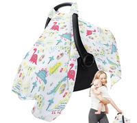 Cauve De Siège D'auto - Masse-voiture En Coton En Mousseline Child | Couverture De Porte-enfant Respirante, Couverture De Siège D'auto En Coton En Mousseline Pour Fille, Dinosaure Et Conception De Fle