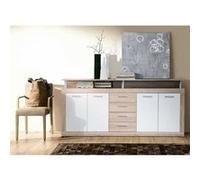 CAVA Buffet bas contemporain chêne et blanc - 197 cm Beige G