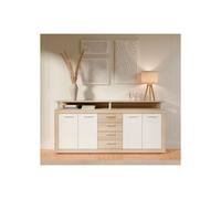 CAVA Buffet bas contemporain décor chêne et blanc - L 197 cm