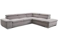 CAVADORE 5900984024649 Alkatraz Canapé d'angle rembourré, Tissu (90% Polyester, 10% PA), Gris Clair, Ottomane rechts