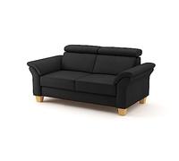 CAVADORE Ammerland Canapé 2 Places en Cuir véritable avec Ressorts et tête de lit réglable 156 x 84 x 93 cm Cuir Noir