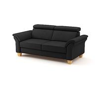 CAVADORE Ammerland Canapé 3 Places en Cuir véritable avec Ressorts et tête de lit réglable 186 x 84 x 93 cm Cuir Noir