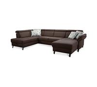 CAVADORE Ammerland Canapé à Ressorts avec méridienne Gauche et Long Chair Droit avec réglage de la tête 317 x 84 x 193 Aspect Cuir Cognac
