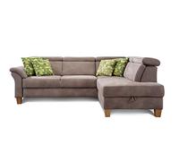 CAVADORE Ammerland Canapé d'angle avec Repose-tête réglable Imitation Cuir Marron Clair 245 x 84 x 194 cm