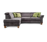 CAVADORE Ammerland Canapé d'angle avec Repose-tête réglable Style Maison de Campagne Gris foncé 245 x 84 x 194 cm