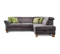 CAVADORE Ammerland Canapé d'angle avec Repose-tête réglable Style Maison de Campagne Gris foncé 245 x 84 x 194 cm