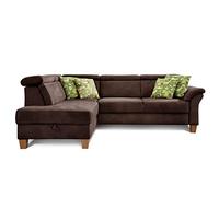 CAVADORE Ammerland Canapé d'angle avec Repose-tête réglable Style Maison de Campagne Marron 245 x 84 x 194 cm