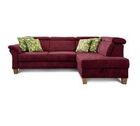 CAVADORE Ammerland Canapé d'angle avec Repose-tête réglable Style Maison de Campagne Rouge 245 x 84 x 194 cm