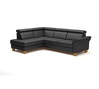 CAVADORE Ammerland Canapé d'angle en Cuir avec méridienne et Ressorts Noir 245 x 84 x 194 cm