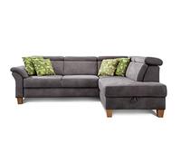 CAVADORE Ammerland Canapé-lit avec Repose-tête réglable, lit et Coffre de Rangement Aspect Cuir Gris foncé 245 x 84 x 194 cm