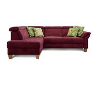 CAVADORE Ammerland Canapé-lit avec Repose-tête réglable, lit et Coffre de Rangement Aspect Cuir Rouge 245 x 84 x 194 cm