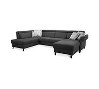 CAVADORE Ammerland Caravane avec Noyau à Ressorts en Forme de U avec méridienne Gauche et longchair à Droite, avec réglage de la tête de lit 317 x 84 x 193 Gris foncé