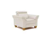 CAVADORE Ammerland Fauteuil en Cuir véritable avec Ressorts et tête de lit réglable 101 x 84 x 93 cm Blanc