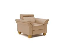 CAVADORE Ammerland Fauteuil en Cuir véritable avec Ressorts et tête de lit réglable 101 x 84 x 93 cm Beige
