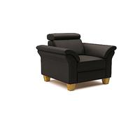 CAVADORE Ammerland Fauteuil en Cuir véritable avec Ressorts et tête de lit réglable 101 x 84 x 93 cm Marron foncé