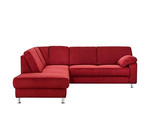 CAVADORE Belfast Canapé d'angle avec Noyau à Ressorts et canapé d'angle avec Coffre de Rangement au Design Moderne en Microfibre Rouge 243 x 88 x 218 cm