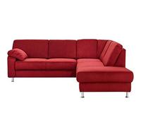 CAVADORE Belfast Canapé d'angle Droit en Microfibre avec Noyau à Ressort et Coffre de lit Rouge foncé 243 x 88 x 218