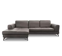 CAVADORE Benda Ensemble canapé d'angle en Cuir avec Chaise Longue XL à Gauche et Ressorts 284 x 87 x 175 cm Gris