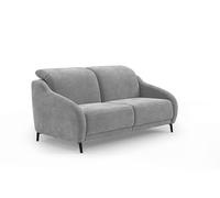 CAVADORE Canapé 2,5 Places Bleu/canapé 2,5 Places au Design Moderne avec réglage de la tête de lit et Pieds en métal Noir Mat / 172 x 93 x 104 cm/Microfibre, Gris Moyen