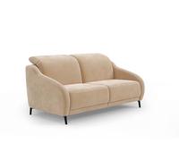 CAVADORE Canapé 2,5 Places Bleu/canapé 2,5 Places au Design Moderne avec réglage de la tête de lit et Pieds en métal Noir Mat / 172 x 93 x 104 cm/Microfibre, Marron Clair